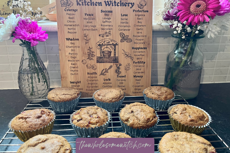 kitchen witch, vegan breakfast, vegan witch, vegan snacks, vegan muffins, plum muffins, holistic nutrition, cottage witch